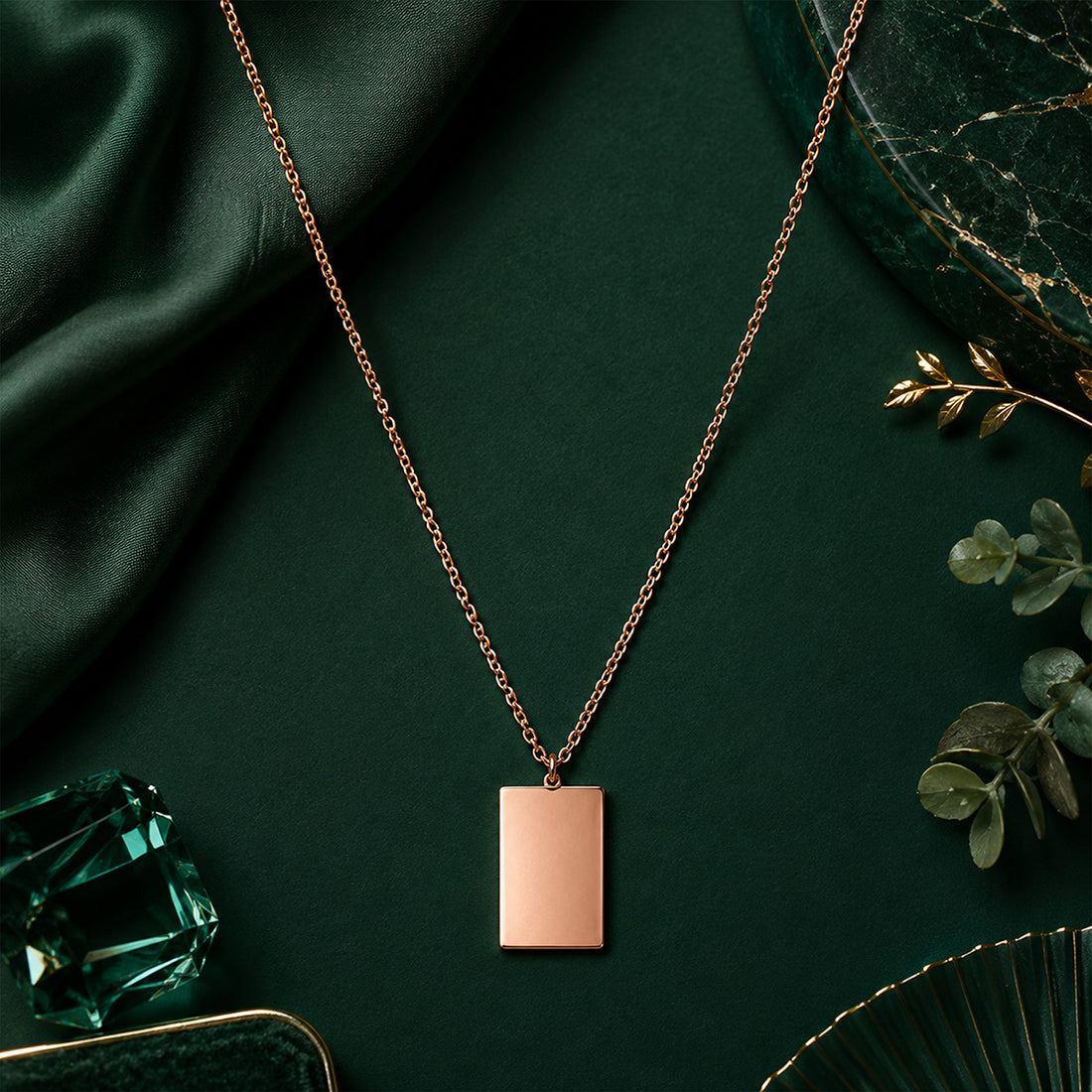 Sleek Engravable Rectangle 925 Sterling Silver Necklace for Women
