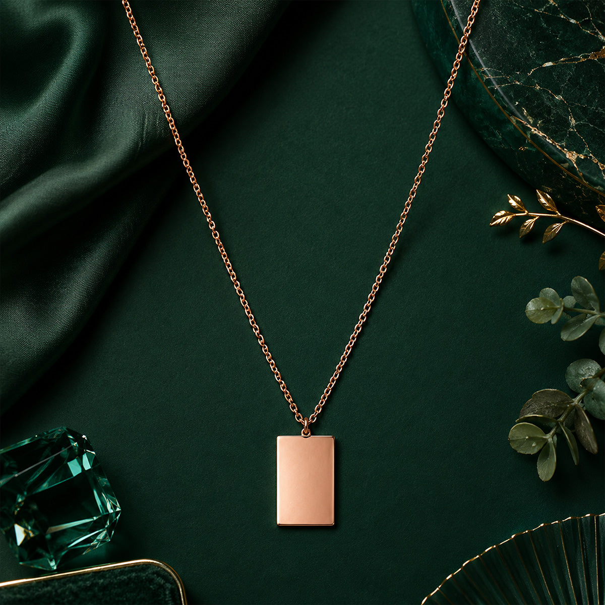 Sleek Engravable Rectangle 925 Sterling Silver Necklace for Women