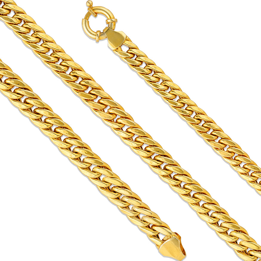 Sleek Heavy Link Golden 925 Sterling Silver Bracelet for Men