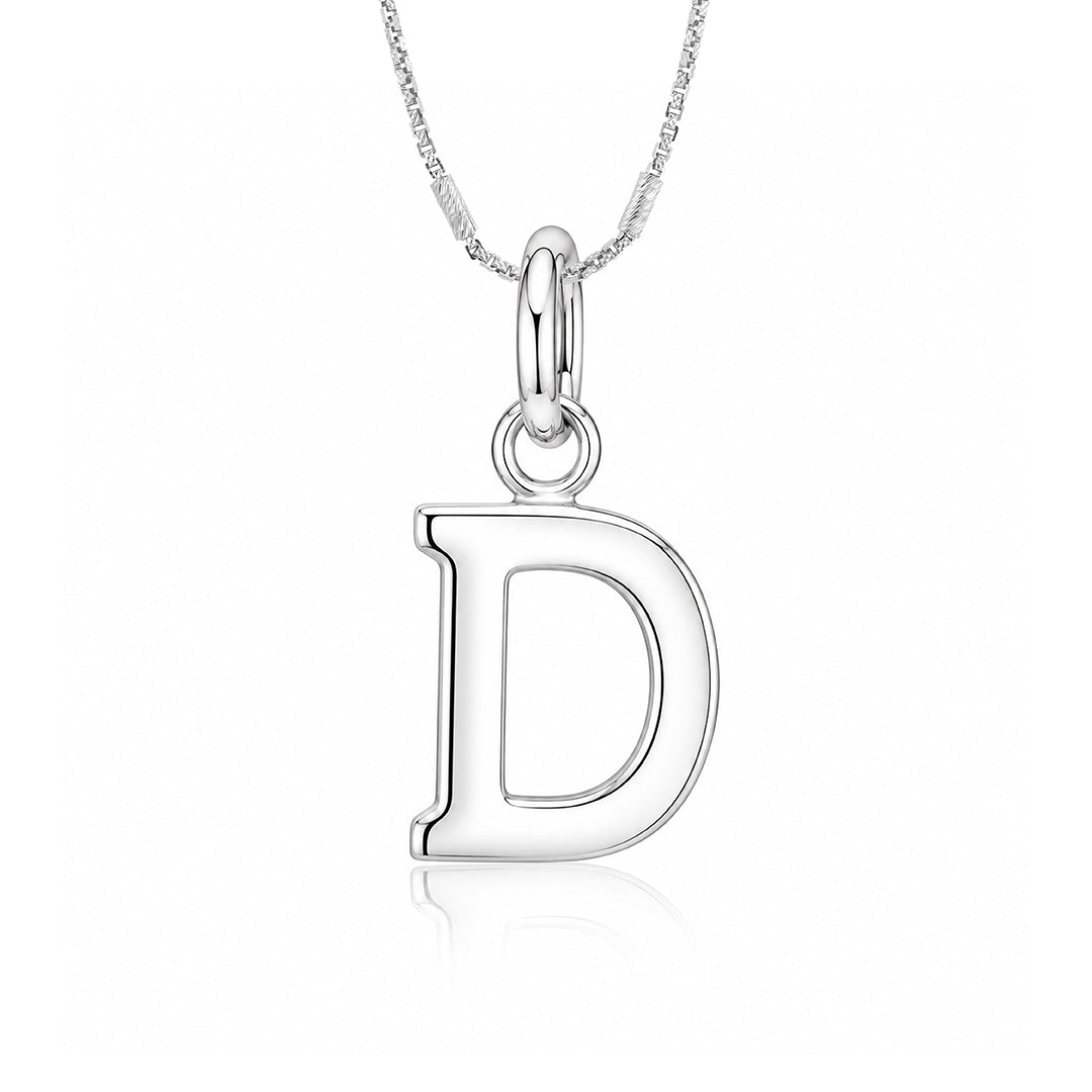 Sleek Minimal Letter D 925 Sterling Silver Pendant