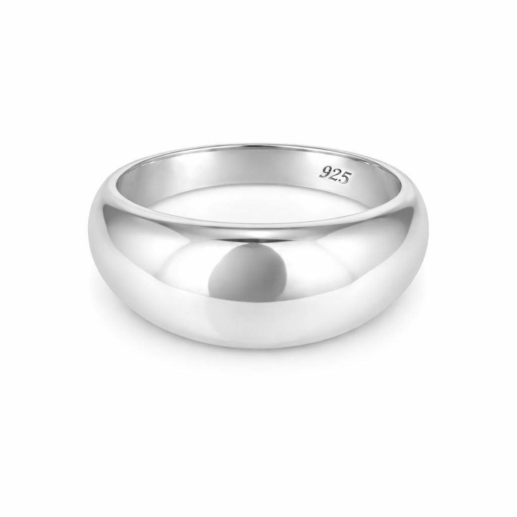 Sleek Modern Band Engraving 925 Sterling Silver Ring for women