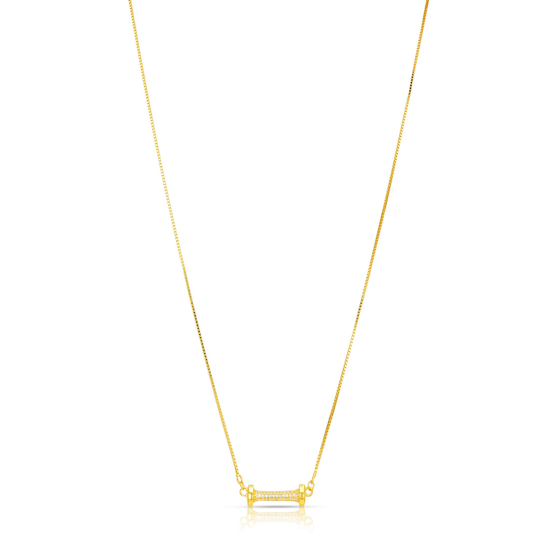 Sleek 925 Sterling Silver Sparkling Bar Chain Pendant for Women