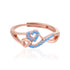 Sleek Blue Accent Rose Gold Plated Dual Hearts Ring