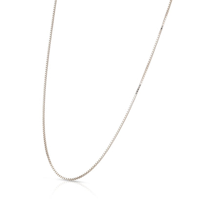 Silver chain necklace on a white background