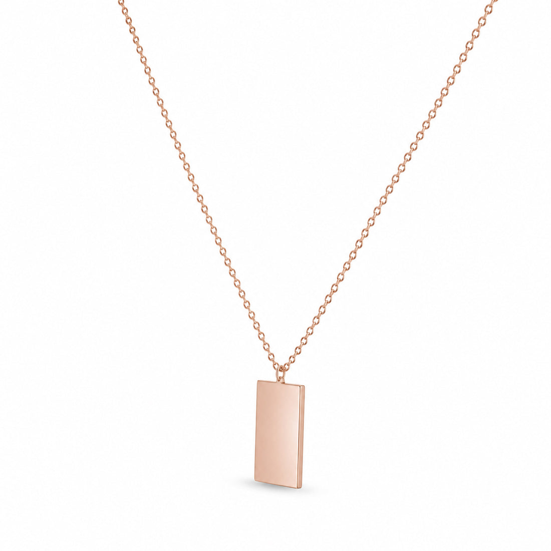 Sleek Engravable Rectangle 925 Sterling Silver Necklace for Women
