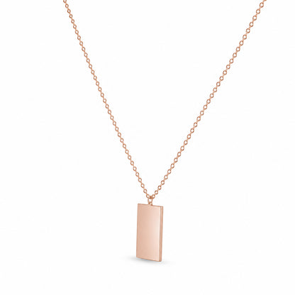 Sleek Engravable Rectangle 925 Sterling Silver Necklace for Women