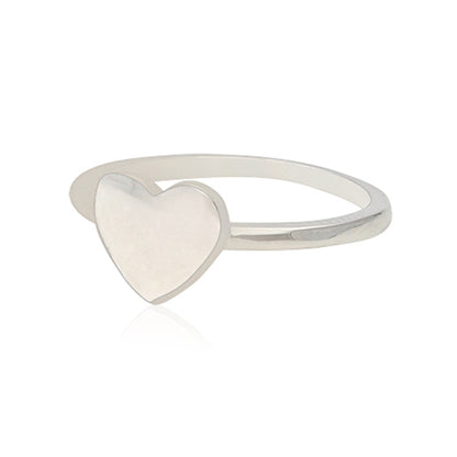 Sleek Heart Rhodium 925 Minimalist Ring
