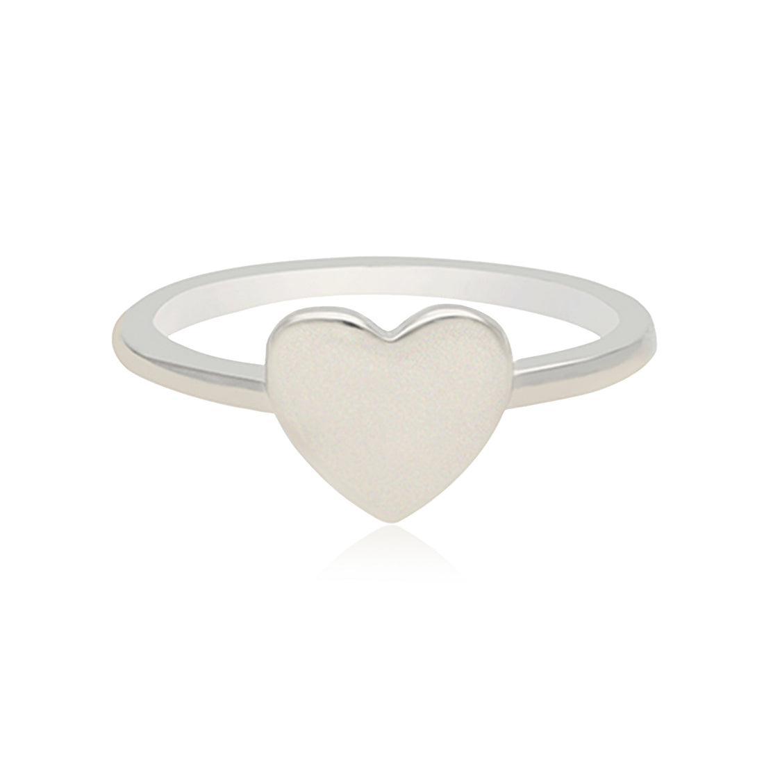 Sleek Heart Rhodium Plated Minimalist Ring