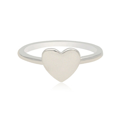 Sleek Heart Rhodium Plated Minimalist Ring