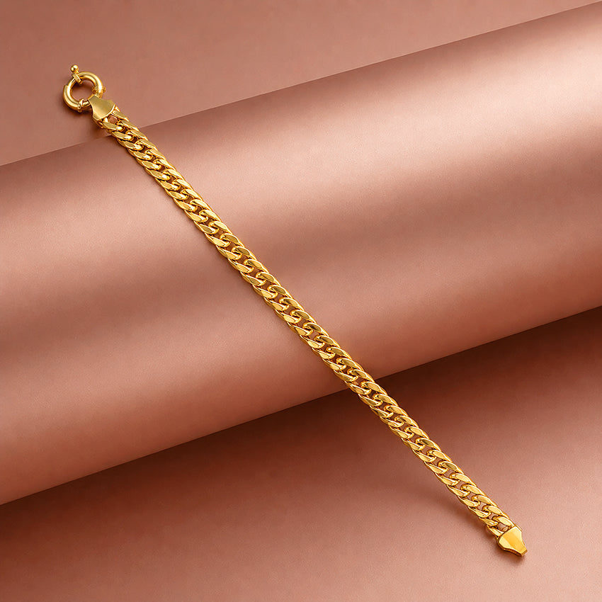 Sleek Heavy Link Golden 925 Sterling Silver Bracelet for Men