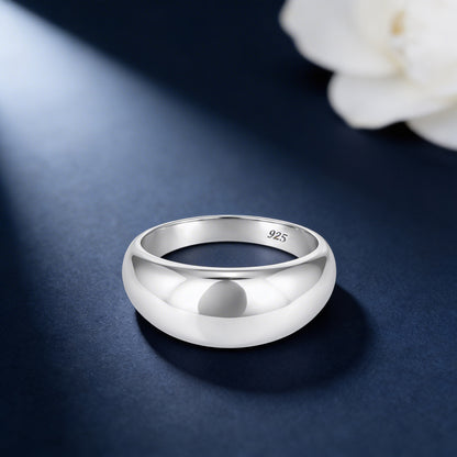 Sleek Modern Band Engraving 925 Sterling Silver Ring for women