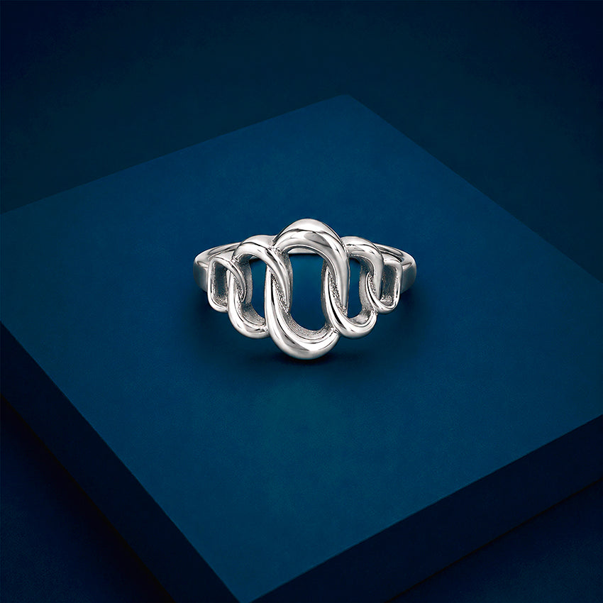 Sleek Modern Chain Link Glamour 925 Sterling Silver Ring for women