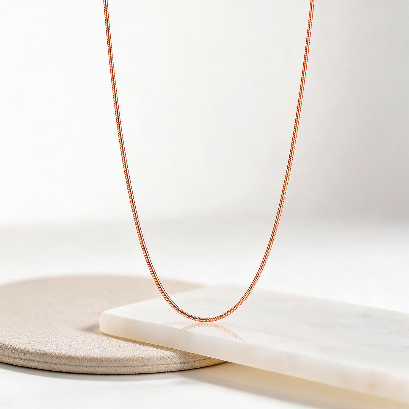 Sleek Rose Gold Snake Sterling Silver Chain