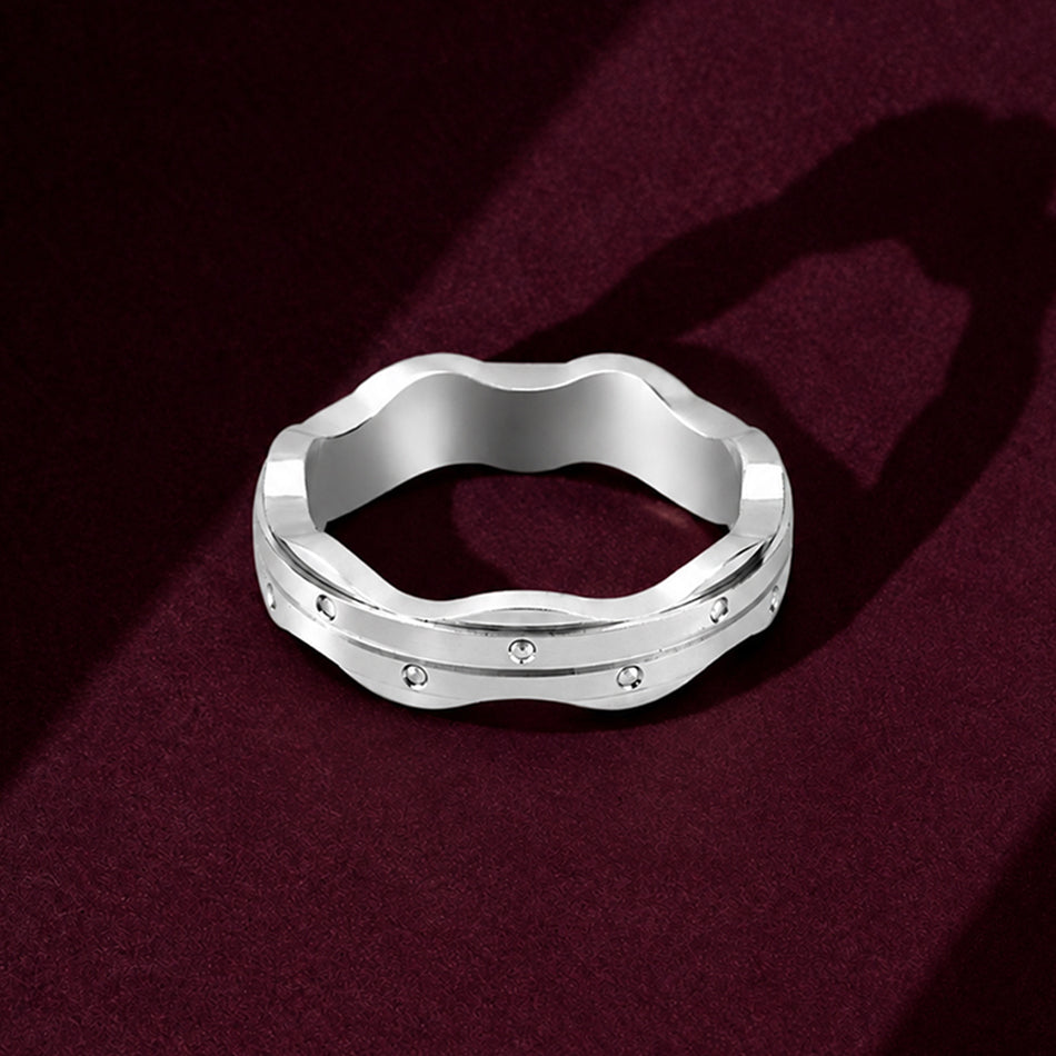 Sleek Wavy Texture 925 Sterling Silver Ring