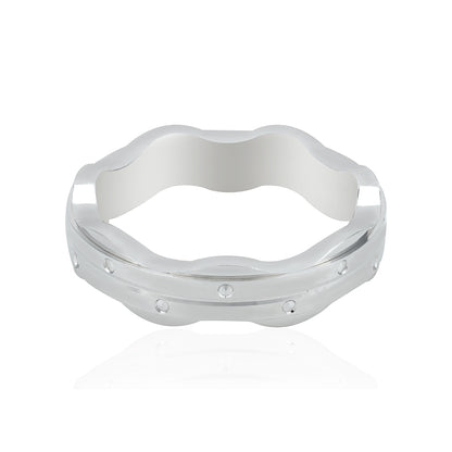 Sleek Wavy Texture 925 Sterling Silver Ring for Women