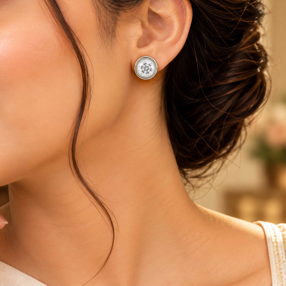 Snowflake Pearl Sterling Silver Earring