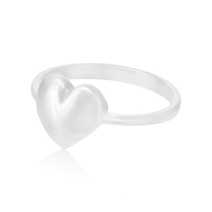 Softly Puffed Heart Rhodium 925 Ring