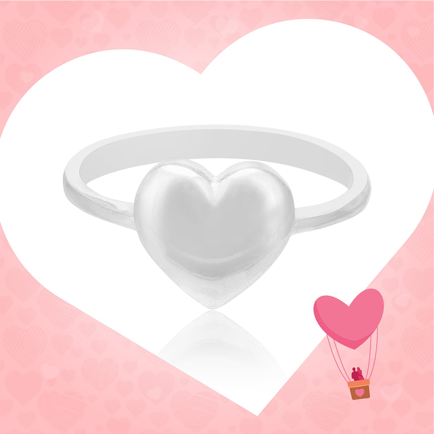 Softly Puffed Heart Rhodium Plated 925 Ring