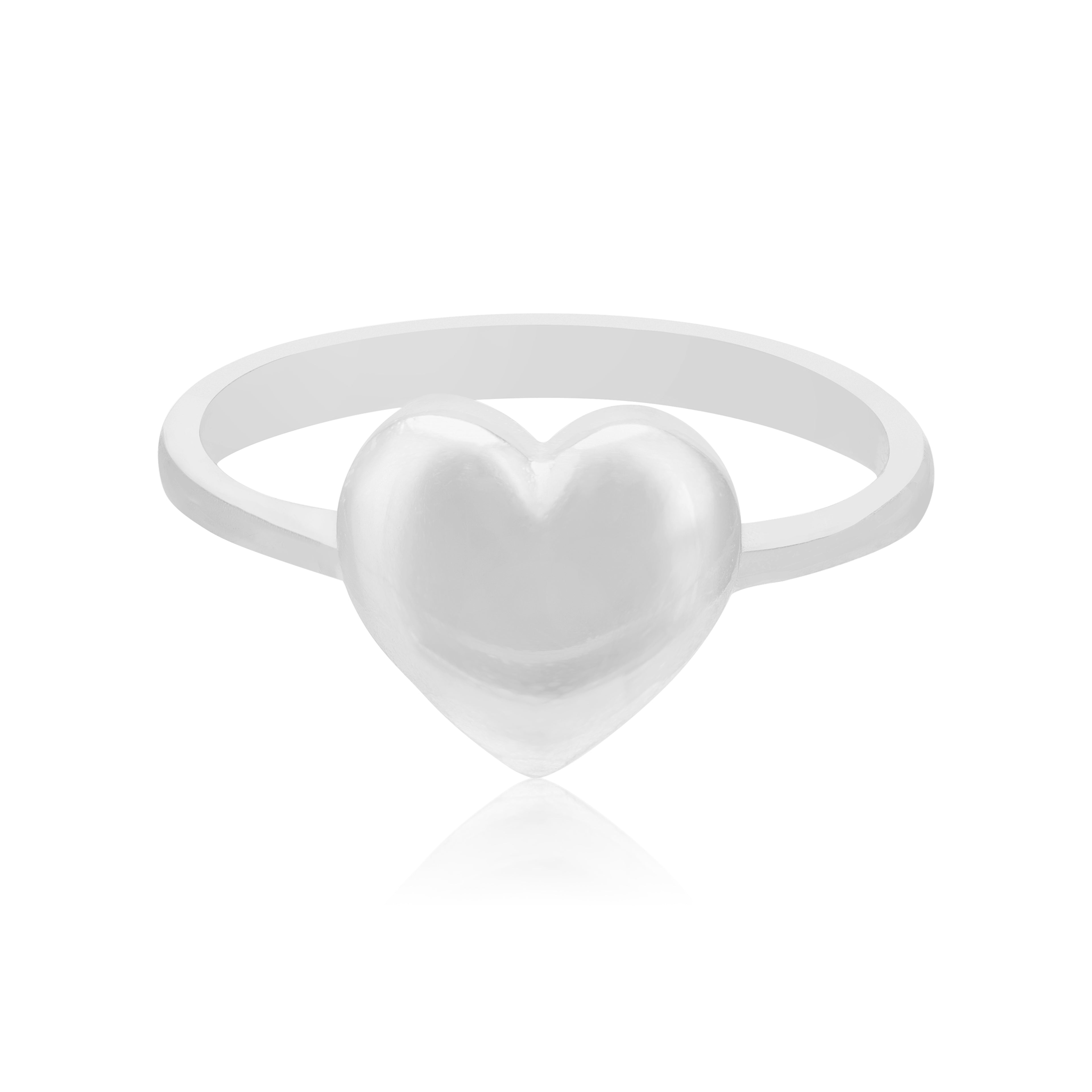 Softly Puffed Heart Rhodium Plated 925 Rings