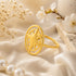 Solar Compass Emblem Golden Geometric Statement Designer Ring
