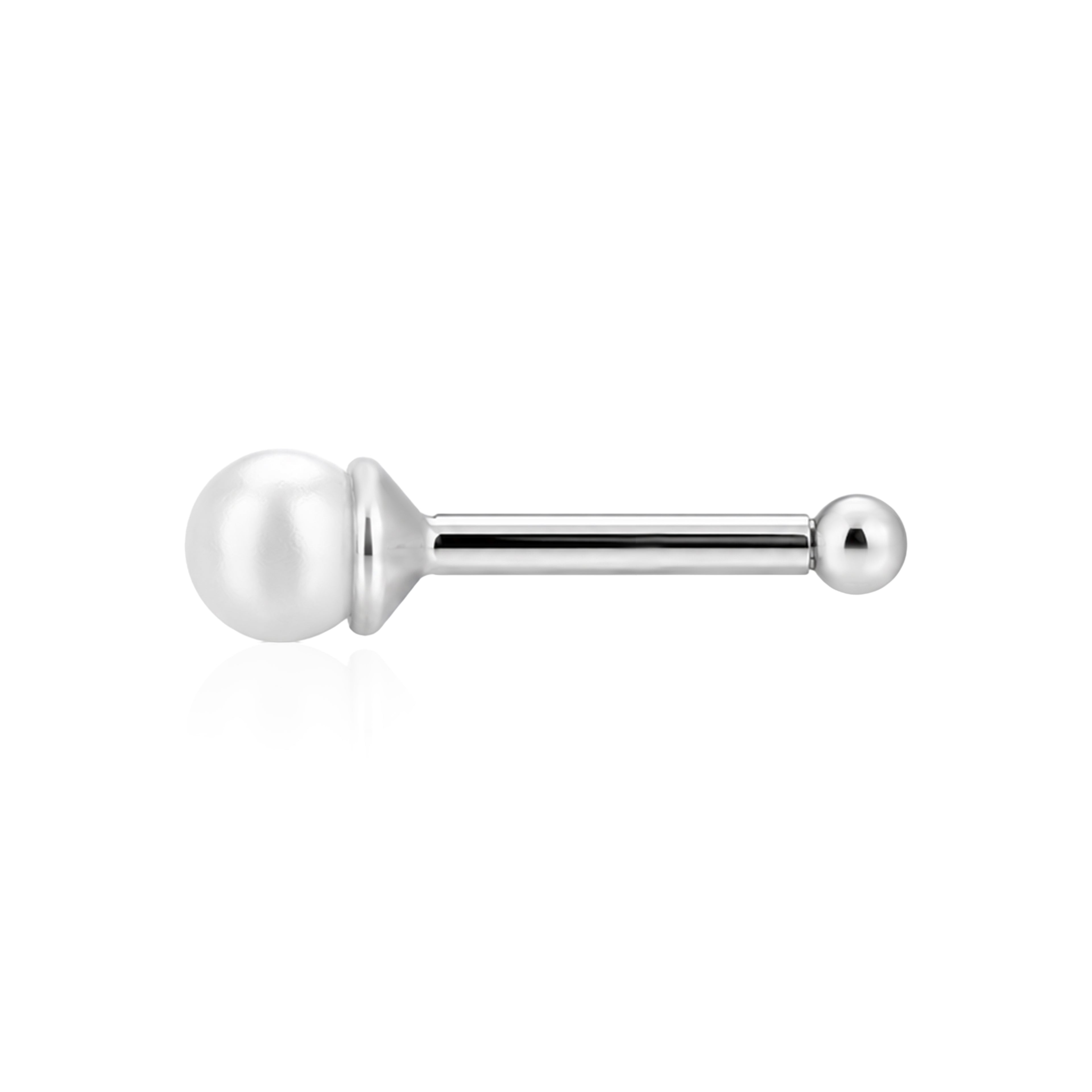 Solitaire Pearl Silver Nosepin