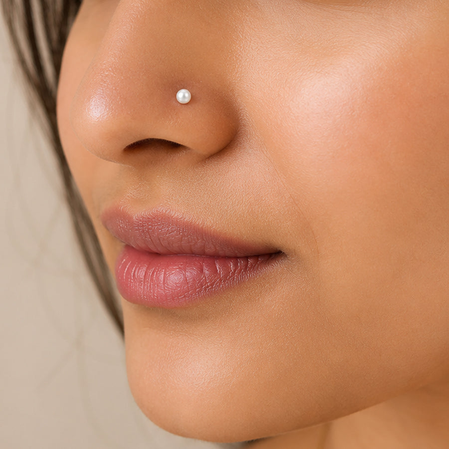 Solitaire Pearl Silver Nosepin