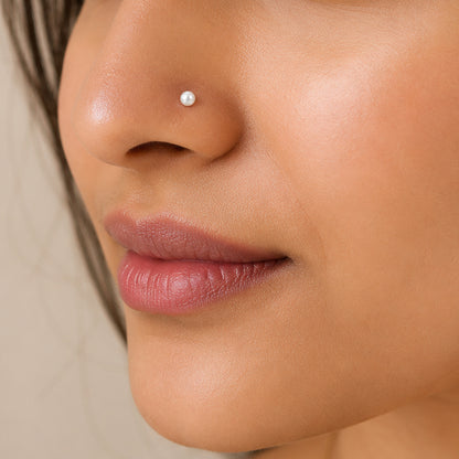 Solitaire Pearl Silver Nosepin