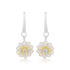 Solitary White Daisy Rhodium Plated Hook Earrings