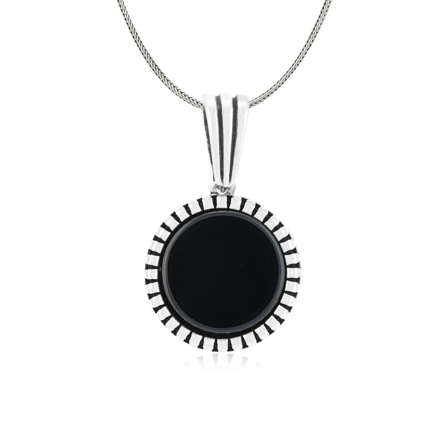 Sophistique Rope Black Agate Halo Pendant