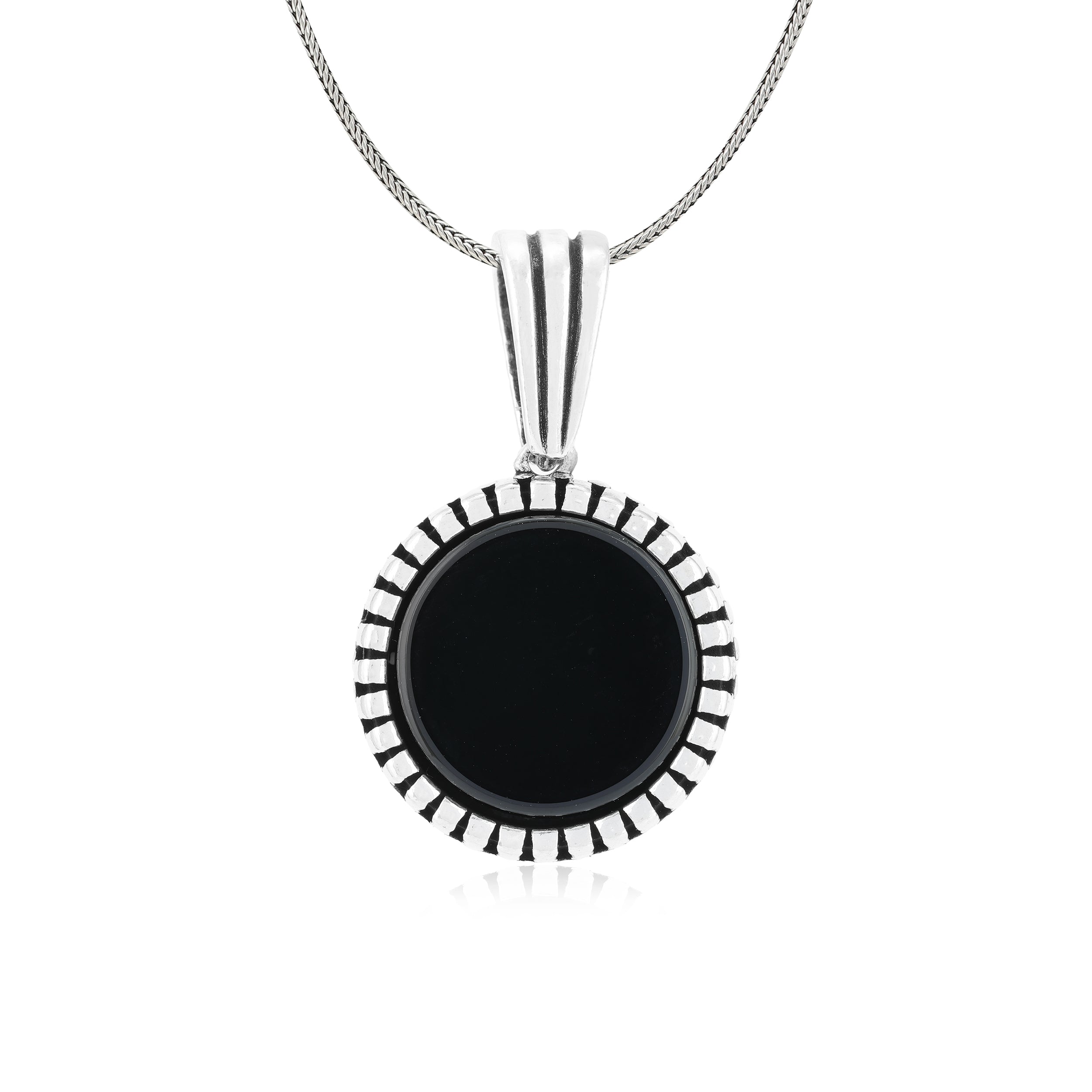 Sophistique Rope Black Agate Halo Pendant