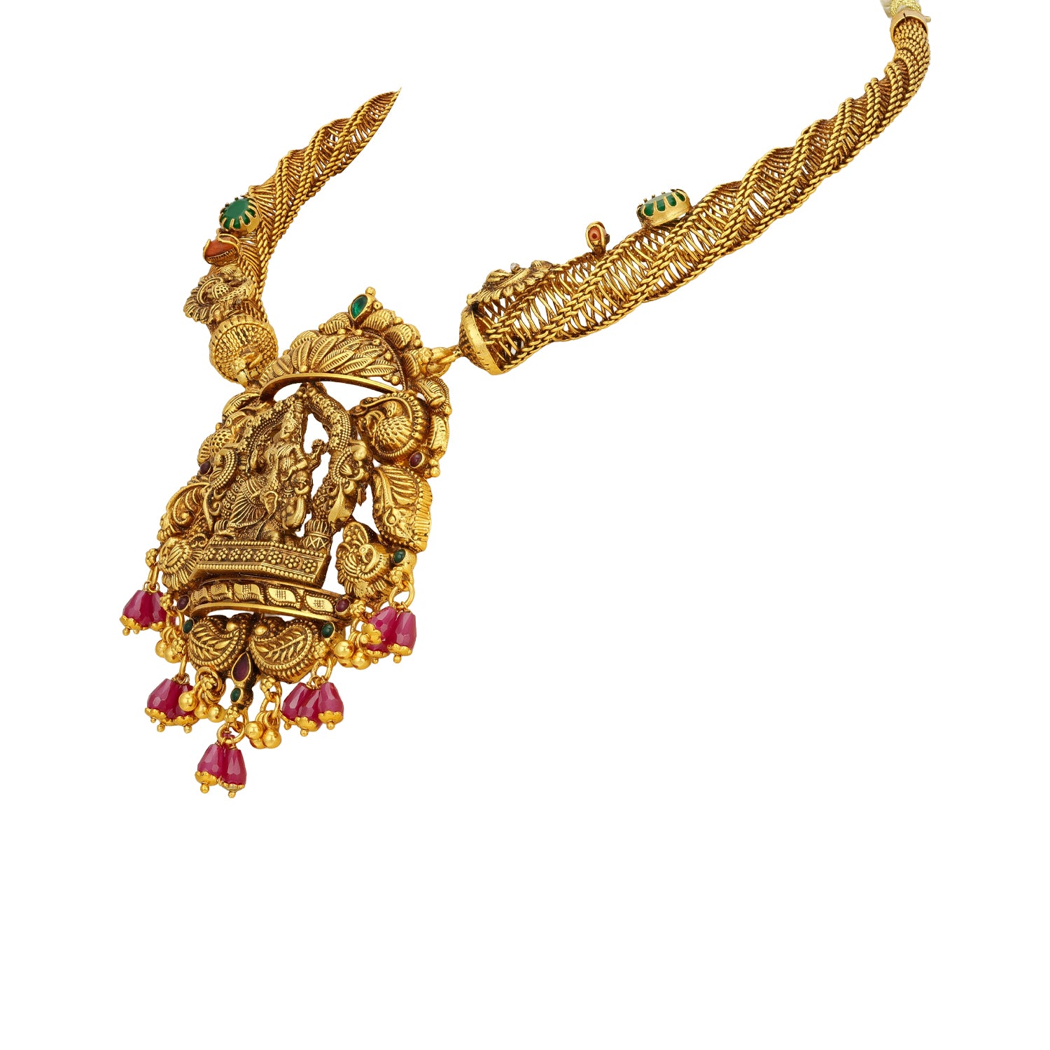 South Indian Lakshmi Devi Antique 925 Sterling Silver Necklace for women