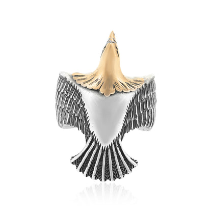 Sovereign Oxidised Sterling Silver Eagle Ring