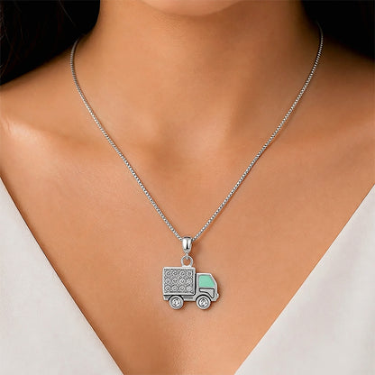 Sparkle Truck 925 Sterling Silver Charm Pendant