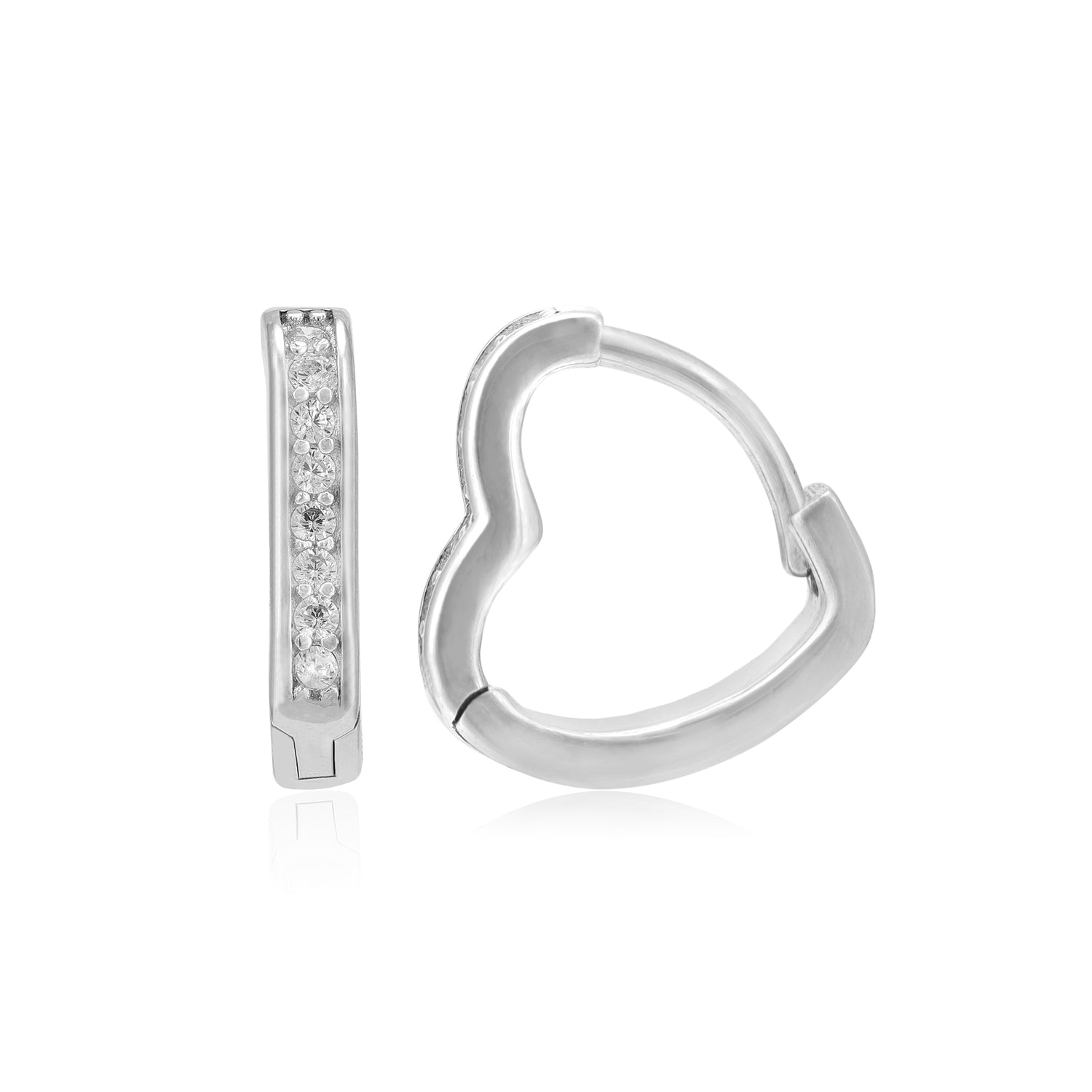 Sparkle Rhodium Plated 925 Heart Shaped Studs