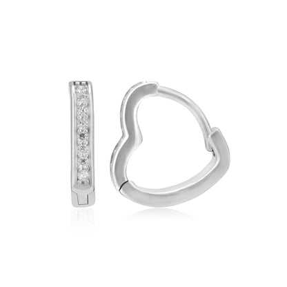 Sparkle Rhodium Plated 925 Heart Shaped Studs