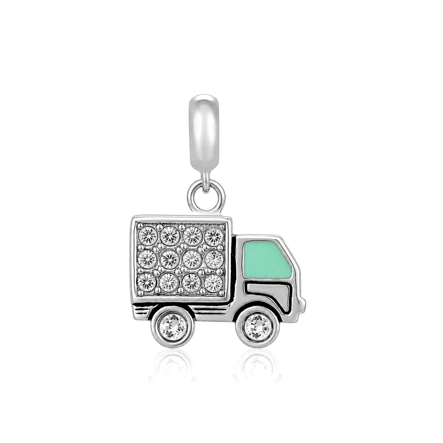Sparkle Truck 925 Sterling Silver Charm Pendant