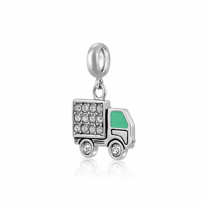 Sparkle Truck 925 Sterling Silver Charm Pendant