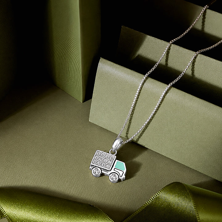 Sparkle Truck 925 Sterling Silver Charm Pendant