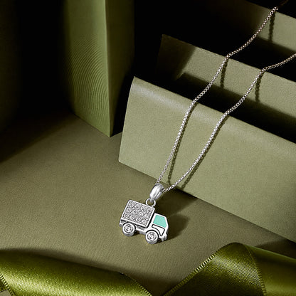 Sparkle Truck 925 Sterling Silver Charm Pendant