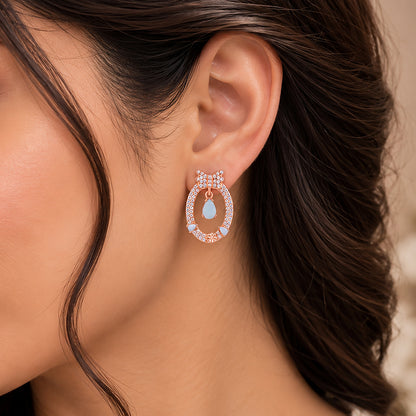 Sparkling Blue Drop Rose Gold 925 Sterling Silver Earrings for Women