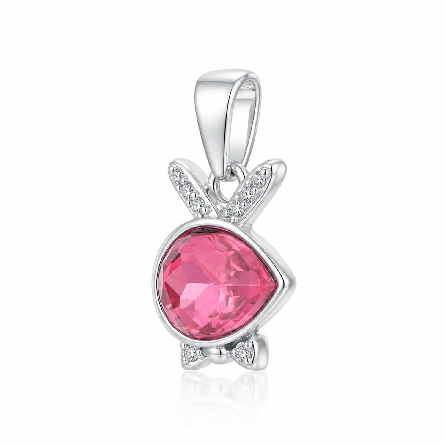 Sparkling Bunny Silhouette 925 Sterling Silver Charm Pendant