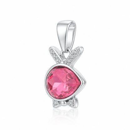 Sparkling Bunny Silhouette 925 Sterling Silver Charm Pendant