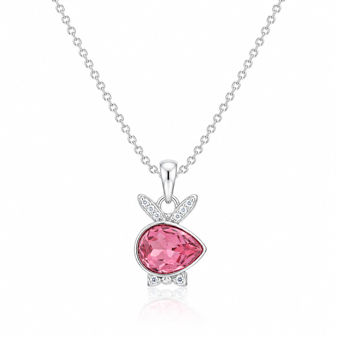 Sparkling Bunny Silhouette 925 Sterling Silver Charm Pendant