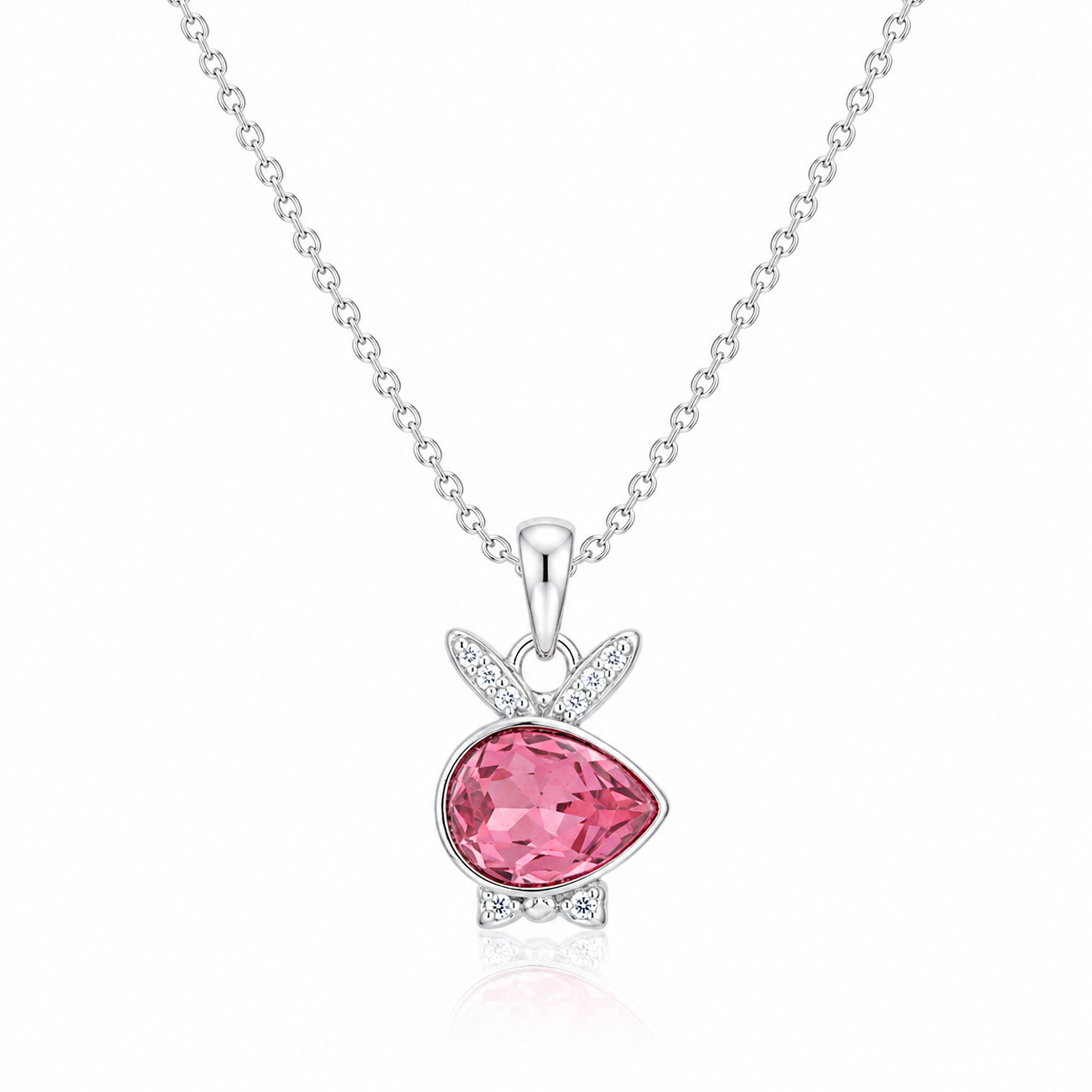 Sparkling Bunny Silhouette 925 Sterling Silver Charm Pendant