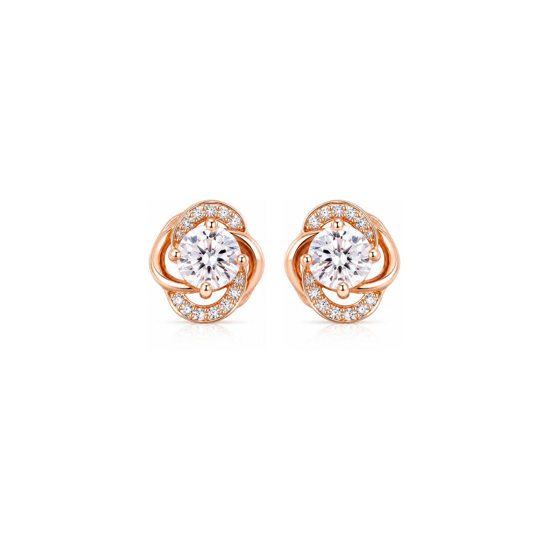 Sparkling Circle Rose Gold 925 Sterling Silver Stud for Women