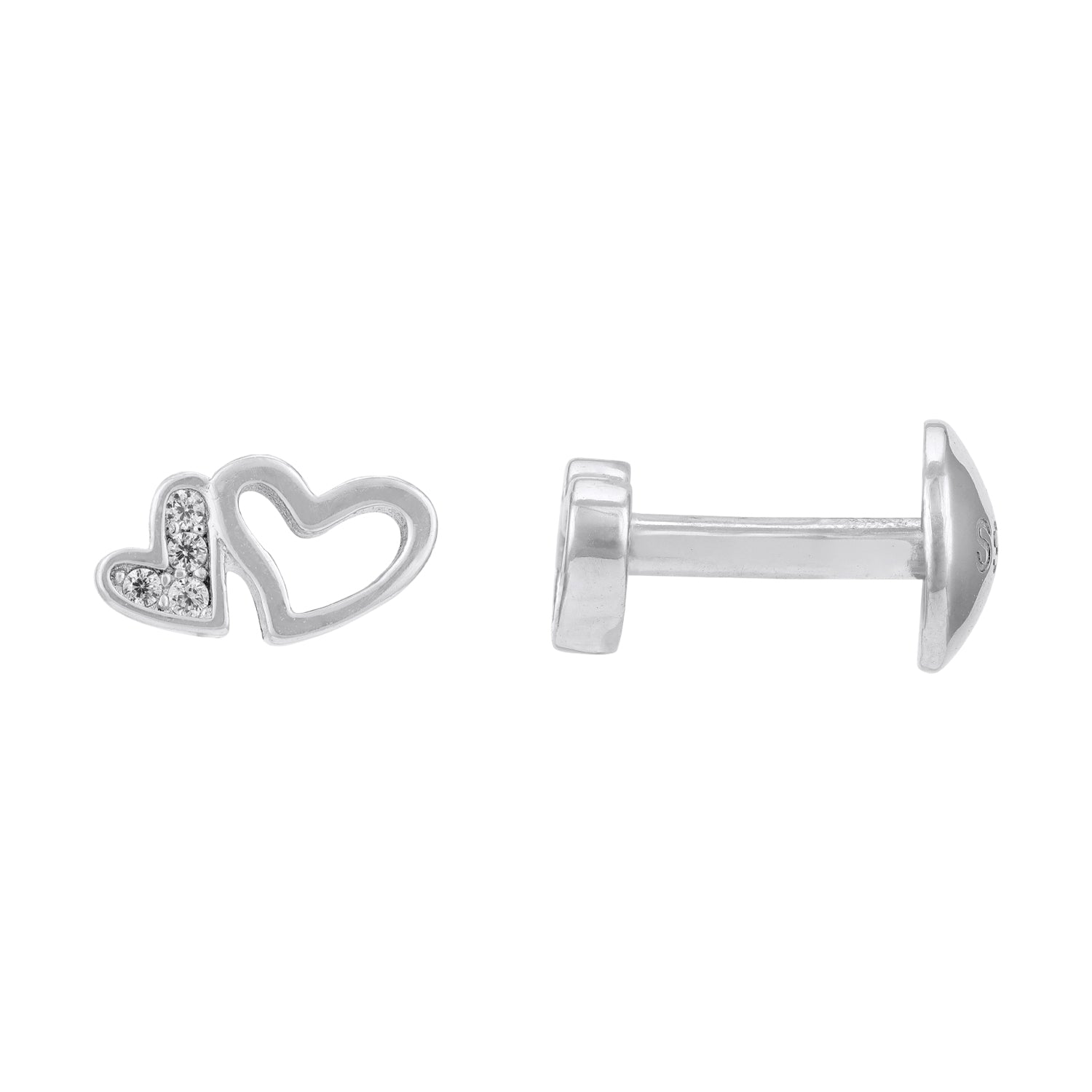 Sparkling Double Heart 925 Sterling Silver Earrings for Women