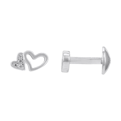 Sparkling Double Heart 925 Sterling Silver Earrings for Women
