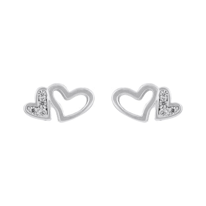 Sparkling Double Heart 925 Sterling Silver Earrings for Women