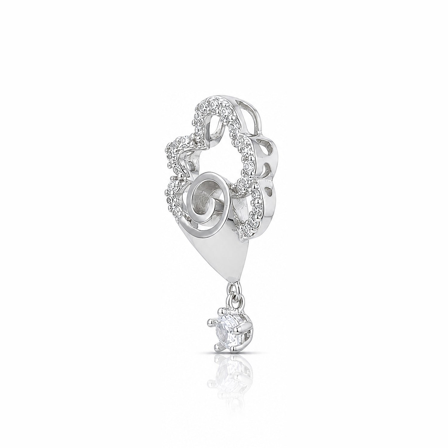Sparkling Floral 925 Sterling Silver Swirl Drop Pendant