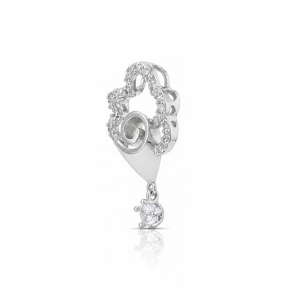 Sparkling Floral 925 Sterling Silver Swirl Drop Pendant